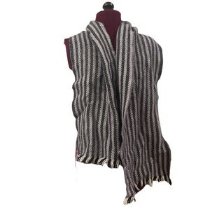 Grey and white striped scarf